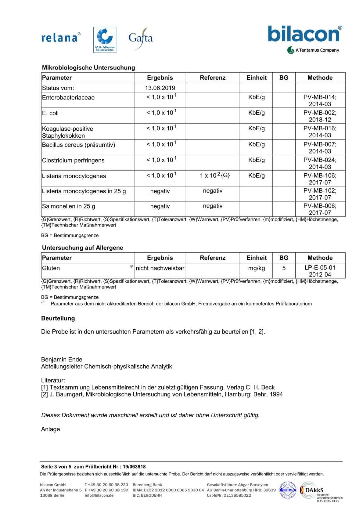 Bio koikuchi shoyu Mibi und Gluten Frei Labor Test