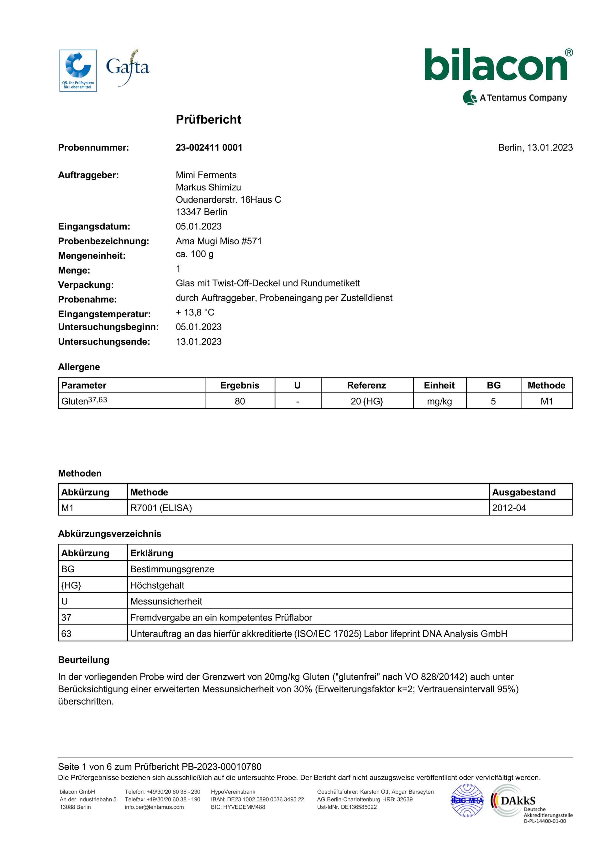 Ama Mugi Miso Gluten Test