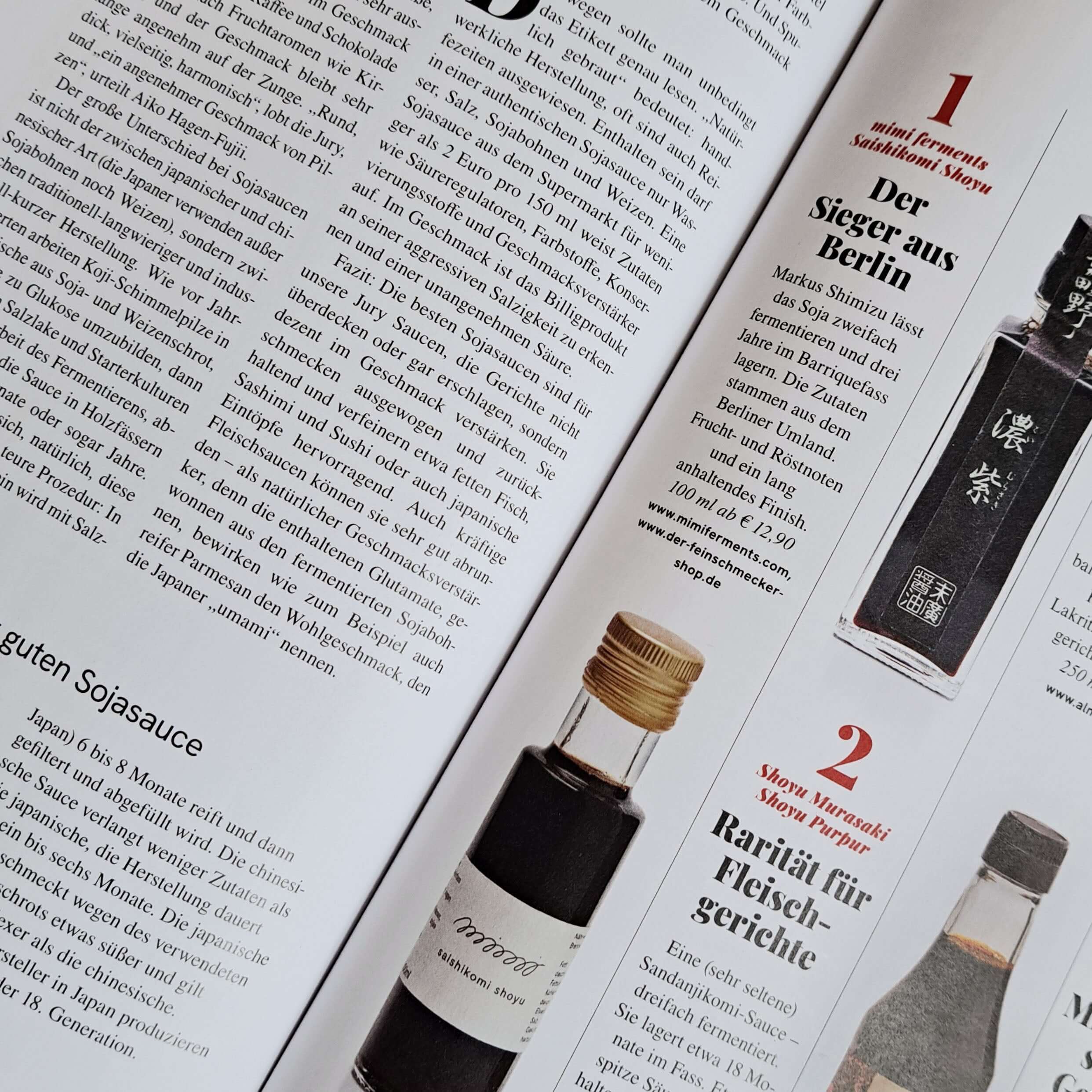 Sojasaucen Testsieger dinkel saishikomi shoyu im Feinschmecker Magazin